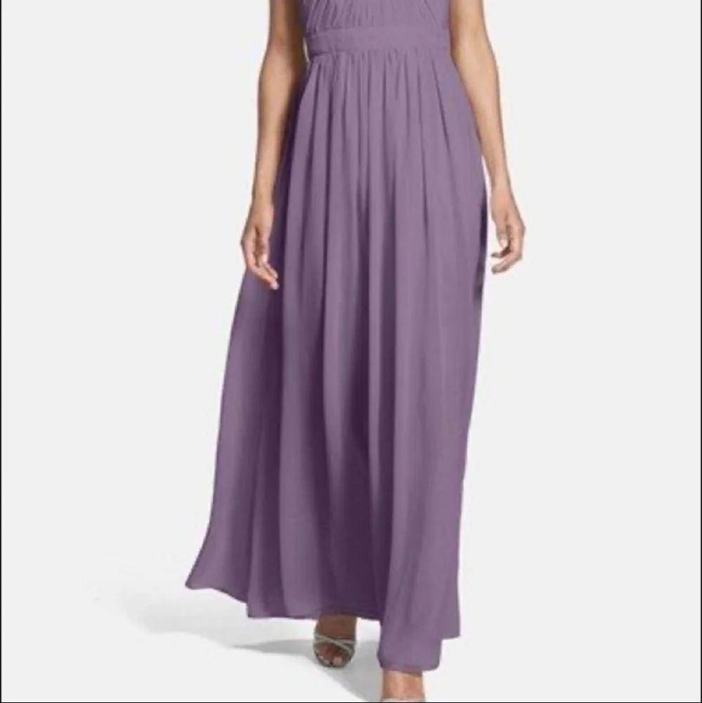 Monique Lhuillier Crisscross Chiffon Gown In Purple Women's Size 10